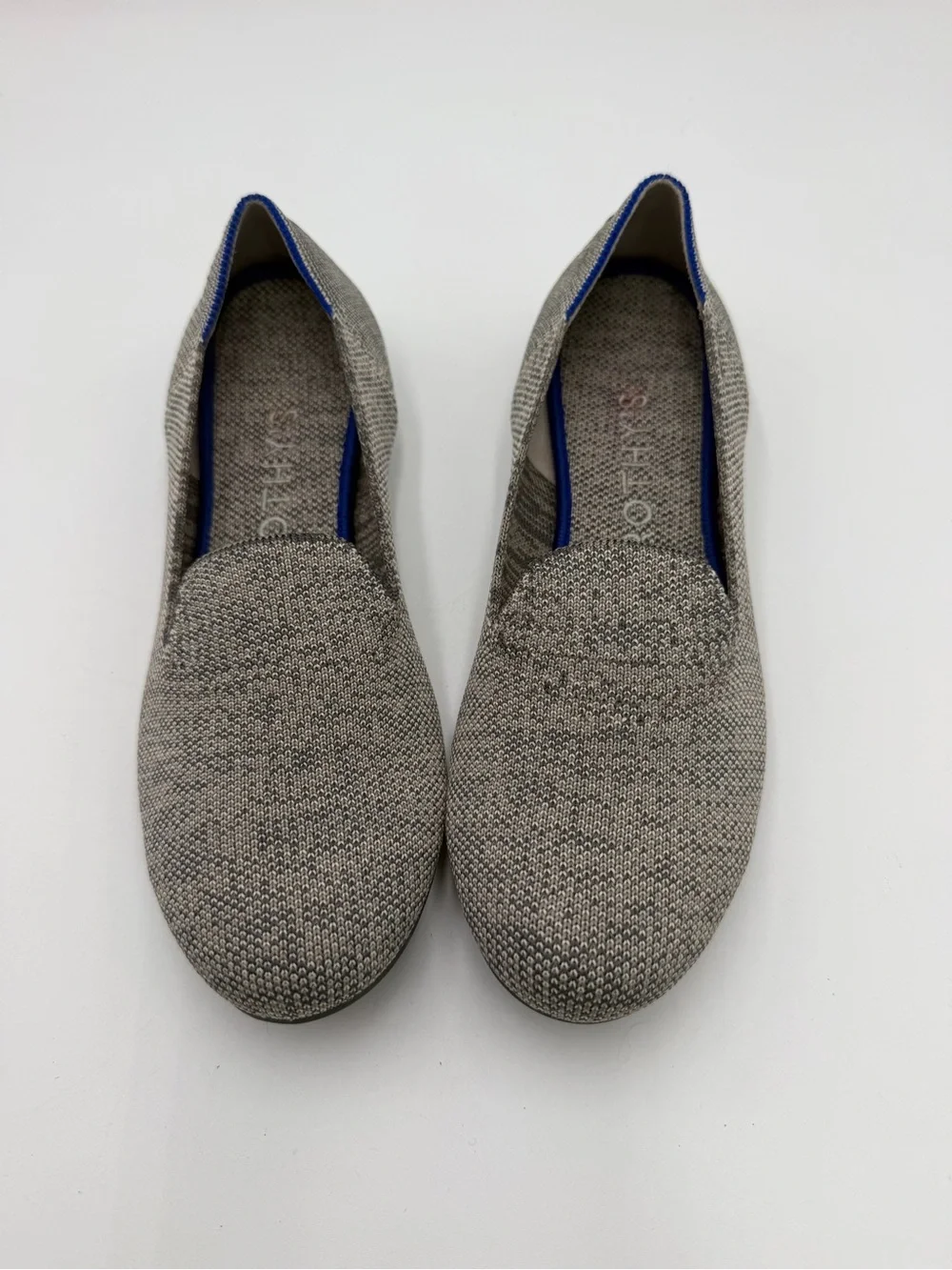 Rothy’s Women’s Size 8 Gray Knit Loafers Flats Blue Stripe Washable Shoes